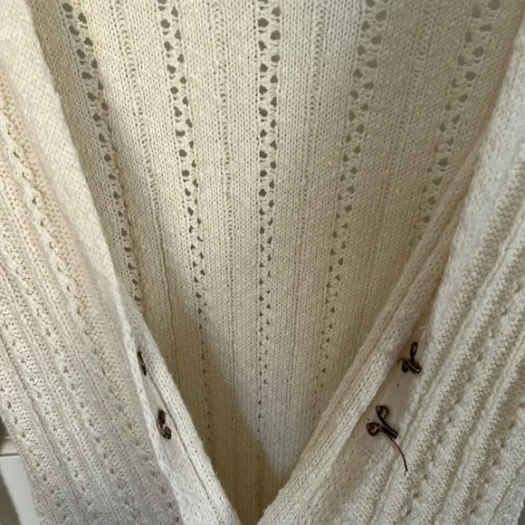 American Eagle Extra Long Knit Cardigan Cream - Picture 3 of 6